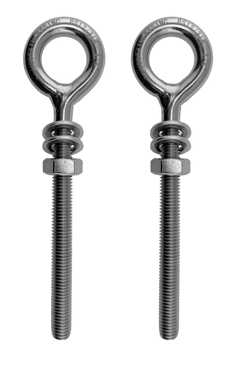 US STAINLESS 2 Pieces Stainless Steel 316 M10 Eye Bolt 10mm x 100mm (3/8" x 4") Marine Grade Pitch of 1.5 - Image 1